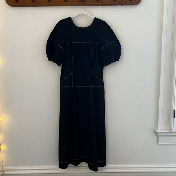 Madewell Puff-Sleeve Drop-Waist Midi Dress - S - Picture 4 of 6